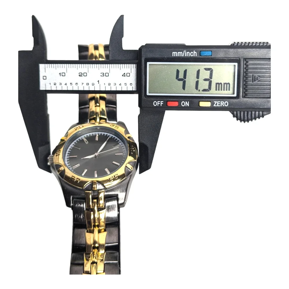 Two Tone Gray Face Silver Dial Men's Quartz Movement‎ Stainless Steel Wristwatch